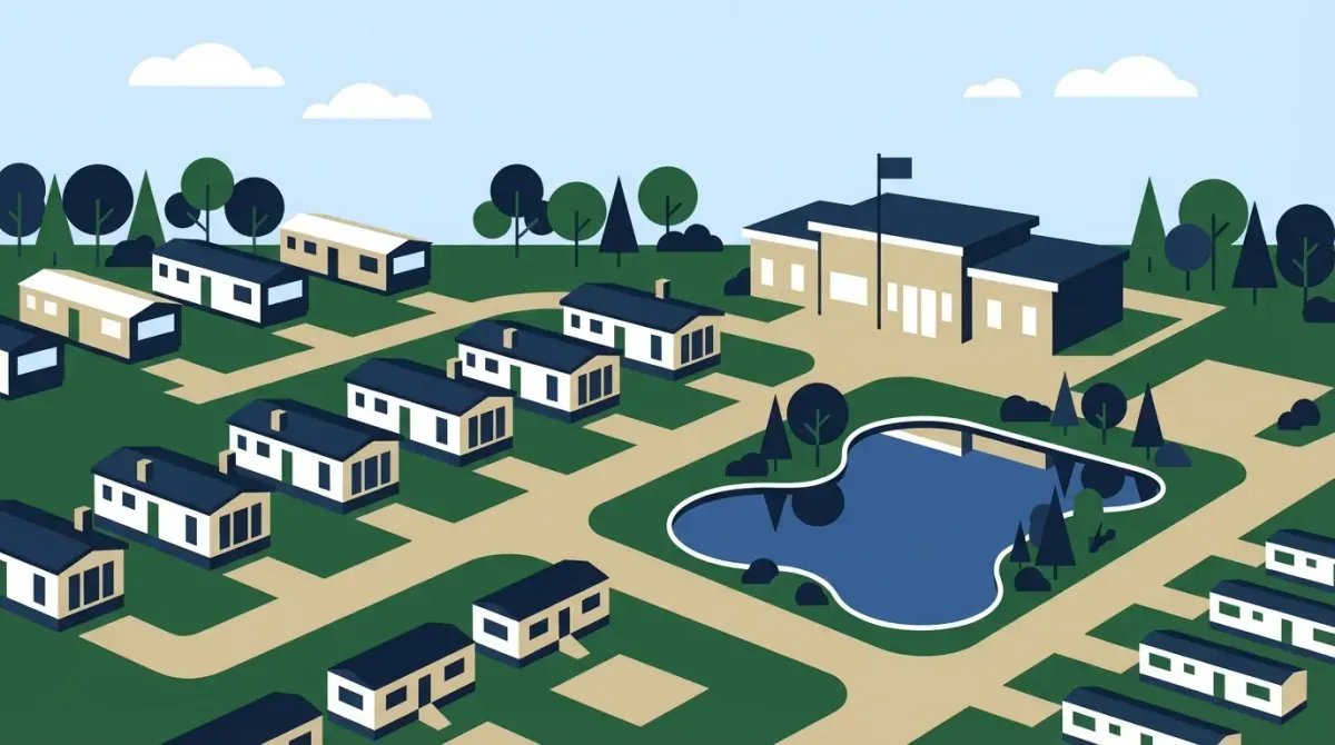 Peaceful UK holiday park during autumn shoulder season